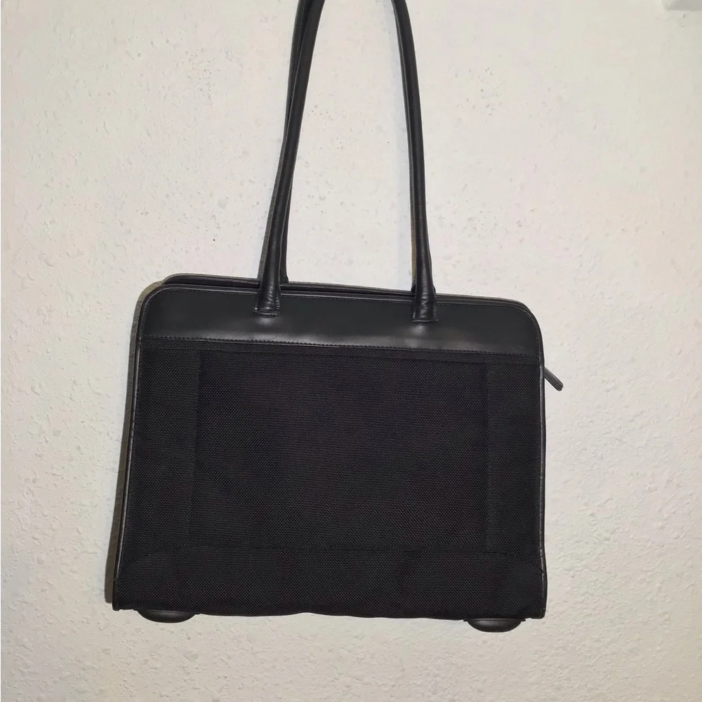 Bric’s black nylon/leather laptop shoulder bag